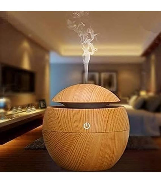 Wood Humidifier & Aroma Diffuser | Cool Mist Humidifier for Home, Bedroom, Car | Ultrasonic Atomization | Relieves Dryness & Freshens Air, Multicolour
