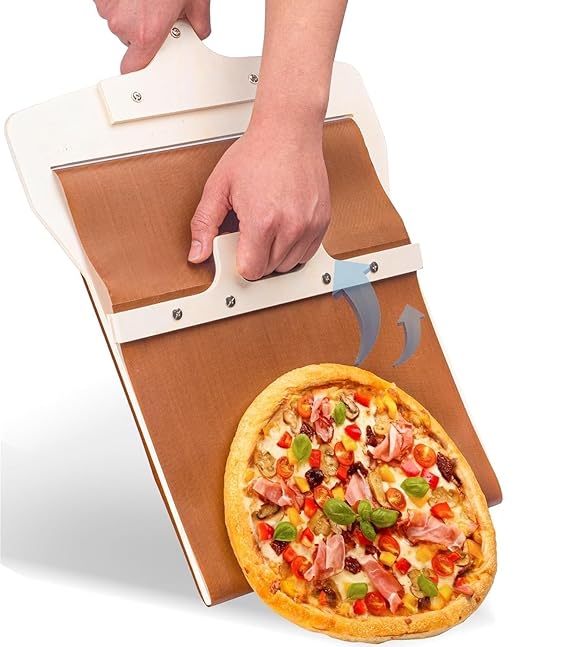 Sliding Pizza Peel,Pizza Slider Tool with Handle for Transfer The Pizza Crust,Accessory for Pizza Ovens, Magic Non-Stick Sliding Pizza Shovel Spatula,Food Transfer and Lift-up Slider Board