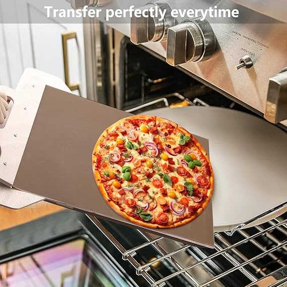 Sliding Pizza Peel,Pizza Slider Tool with Handle for Transfer The Pizza Crust,Accessory for Pizza Ovens, Magic Non-Stick Sliding Pizza Shovel Spatula,Food Transfer and Lift-up Slider Board