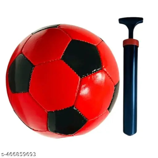 PVC BLACK & RED FOOTBALL, PVC,SIZE - 5 (WITH PUMP & PIN) Red Black Football PVC Durable PVC Football High-Quality PVC Football,